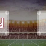 Eine Gamecard Grafik fuer das Spiel zwischen den New York Giants und Detroit Lions am 29.12.26. die zwei Teamlogos stehen sich in einem Stadion mit vielen Zuschauern gegenueber.