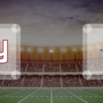 Eine Gamecard Grafik fuer das Spiel zwischen den New York Giants und Dallas Cowboys am 03.01.27. die zwei Teamlogos stehen sich in einem Stadion mit vielen Zuschauern gegenueber.
