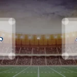 Eine Gamecard Grafik fuer das Spiel zwischen den Seattle Seahawks und Los Angeles Rams am 10.01.27. die zwei Teamlogos stehen sich in einem Stadion mit vielen Zuschauern gegenueber.
